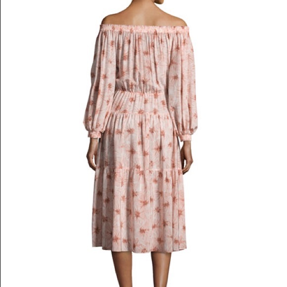 ALEXIS *Tilia* pink floral off shoulder tiered midi dress w drawstring belt XS - Picture 5 of 9